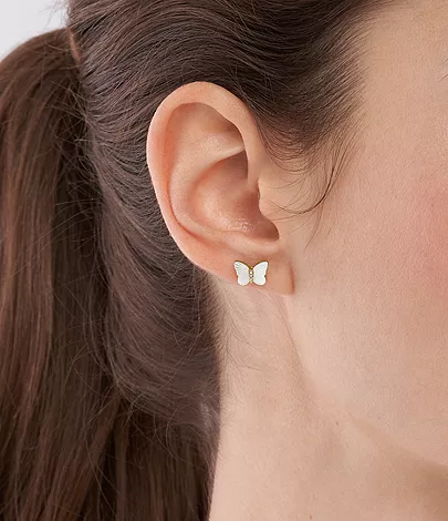 Sutton Radiant Wings White Mother-of-Pearl Stud Butterfly Earrings - Image 2