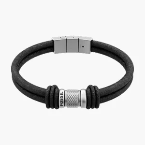 Machine Rondelles Black Leather Multi-Strand Bracelet