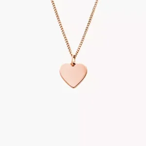 Ellis Heart Rose Gold-Tone Stainless Steel Necklace