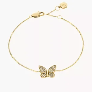 Sutton Pav?? Butterfly Gold-Tone Stainless Steel Station Bracelet