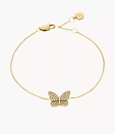 Sutton Pav?? Butterfly Gold-Tone Stainless Steel Station Bracelet