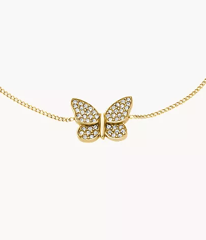 Sutton Pav?? Butterfly Gold-Tone Stainless Steel Station Bracelet - Image 3