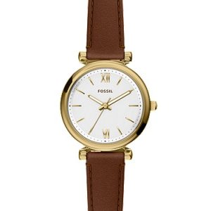 Carlie Mini 28mm Three-Hand Brown Leather Watch