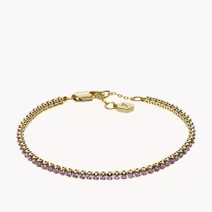 Ellis Pav?? Glitz Amethyst Color Gold-Tone Brass Tennis Chain Bracelet