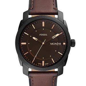 Machine 42mm Three-Hand Date Brown Leather Watch
