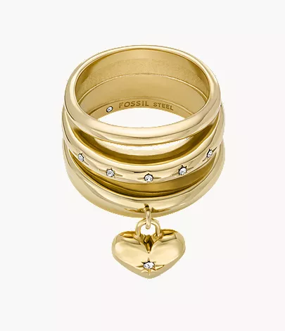 Sadie All My Love Gold-Tone Stainless Steel Heart Prestack Ring - Image 3