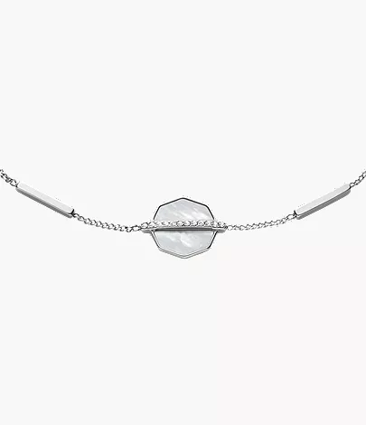 Merrit Timeless Mother Of Pearl Silver-Tone Stainless Steel Station Bracelet - Image 3