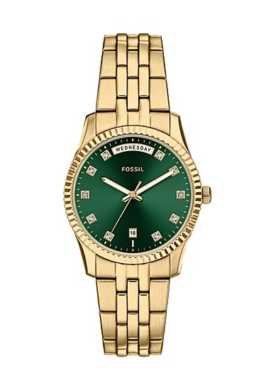 Scarlette 34mm Three-Hand Day-Date Gold-Tone Stainless Steel Watch