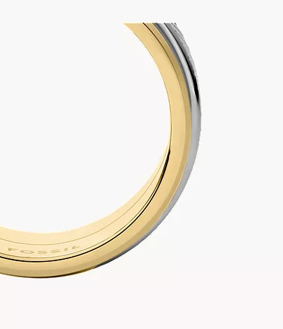 Machine Knurled Texture Two-Tone Stainless Steel Knurled Band Ring - Image 5
