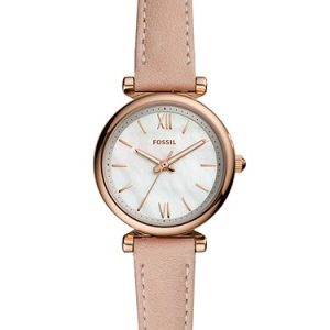 Carlie Mini 28mm Three-Hand Blush Leather Watch