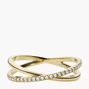 Ellis Pav?? Glitz Gold-Tone Stainless Steel Band Ring