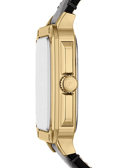 Crosby 42mm Three-Hand Black Leather Watch - Image 4