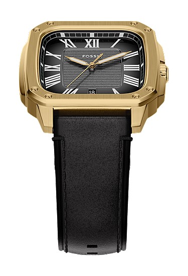 Crosby 42mm Three-Hand Black Leather Watch - Image 5