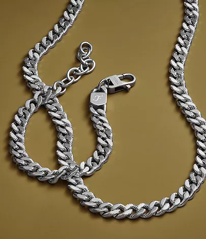 Harlow Linear Texture Chain Stainless Steel Necklace - Image 6