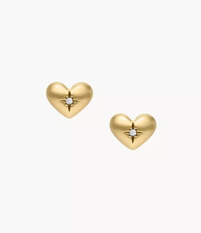 Sadie All My Love Gold-Tone Stainless Steel Heart Stud Earrings