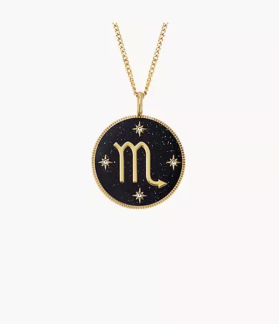 Scorpio Sutton Zodiac Gold-Tone Stainless Steel Black Sandstone Pendant Necklace