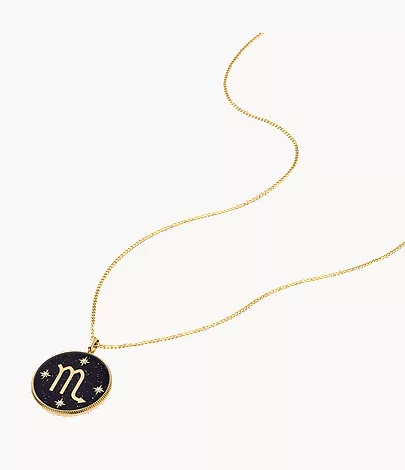 Scorpio Sutton Zodiac Gold-Tone Stainless Steel Black Sandstone Pendant Necklace - Image 3