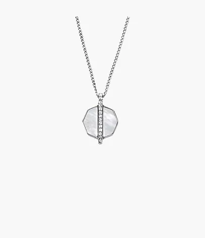 Merrit Timeless Mother Of Pearl Silver-Tone Stainless Steel Pendant Necklace