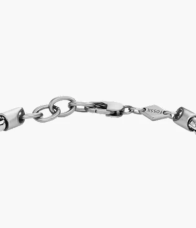 Machine Knurled Texture Two-Tone Stainless Steel Chain Bracelet - Image 3