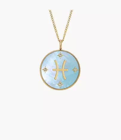 Pisces Sutton Zodiac Gold-Tone Stainless Steel Green Mother-of-Pearl Pendant Necklace