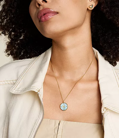 Pisces Sutton Zodiac Gold-Tone Stainless Steel Green Mother-of-Pearl Pendant Necklace - Image 2