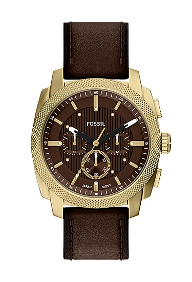 Machine 44mm Chronograph Brown Leather Watch