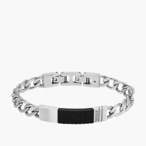 Machine Knurled Texture Stainless Steel Chain Bracelet