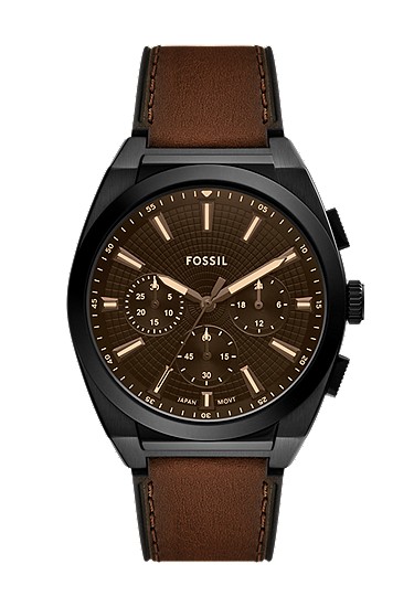 Everett 44mm Chronograph Brown Leather Watch