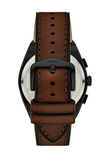 Everett 44mm Chronograph Brown Leather Watch - Image 3