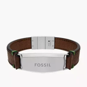 Topstitch Brown Leather ID Bracelet