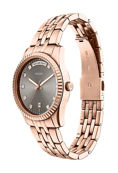 Scarlette 34mm Three-Hand Day-Date Rose Gold-Tone Stainless Steel Watch - Image 7