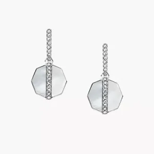 Merrit Timeless Mother Of Pearl Silver-Tone Stainless Steel Drop Earrings