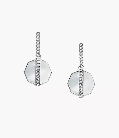 Merrit Timeless Mother Of Pearl Silver-Tone Stainless Steel Drop Earrings