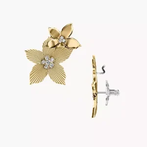 Sutton The Flower Collection Gold-Tone Stainless Steel Climber Earrings