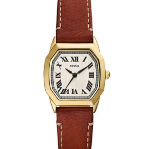Harlow 27mm Three-Hand Medium Brown Leather Watch