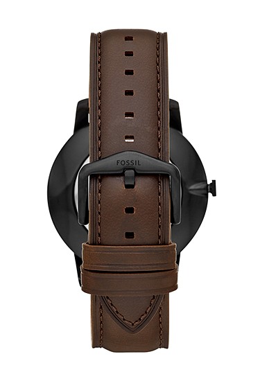 Minimalist 44mm Three-Hand Brown Leather Watch - Image 2