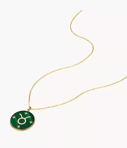 Taurus Sutton Zodiac Gold-Tone Stainless Steel Green Malachite Pendant Necklace - Image 3