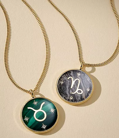 Taurus Sutton Zodiac Gold-Tone Stainless Steel Green Malachite Pendant Necklace - Image 6