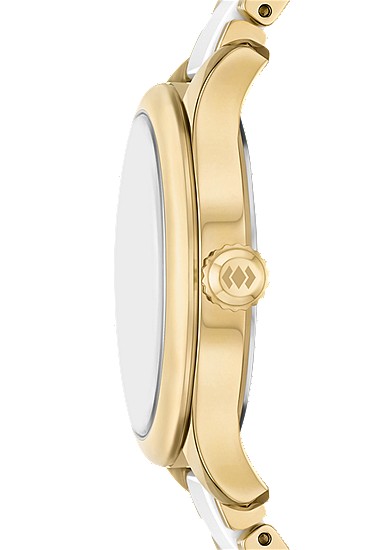 Gilmore 38mm Three-Hand Date Gold-Tone and White Ceramic Watch - Image 4