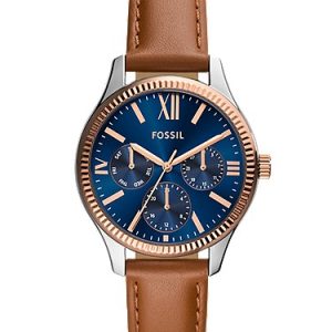 Rye 36mm Multifunction Brown Leather Watch