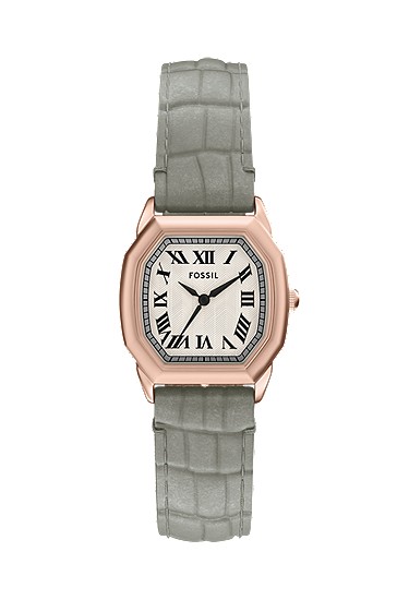 Harlow 27mm Three-Hand Gray Croco Leather Watch