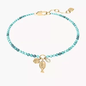 Sutton By The Sea Turquoise Blue Acrylic Beaded Shell Bracelet