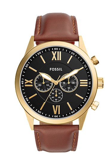 Flynn 48mm Chronograph Brown Leather Watch