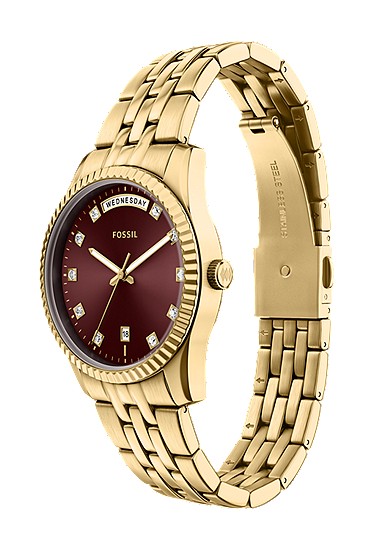 Scarlette 34mm Three-Hand Day-Date Gold-Tone Stainless Steel Watch - Image 7