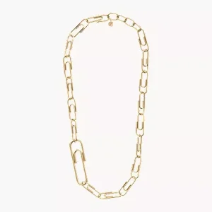 Paperclip Collection Gold-Tone Stainless Steel Chain Necklace
