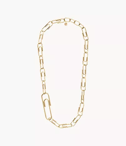Paperclip Collection Gold-Tone Stainless Steel Chain Necklace