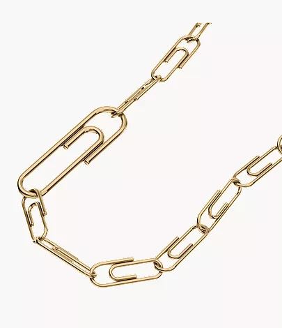 Paperclip Collection Gold-Tone Stainless Steel Chain Necklace - Image 3