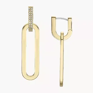 Heritage D-Link Glitz Gold-Tone Stainless Steel Drop Earrings