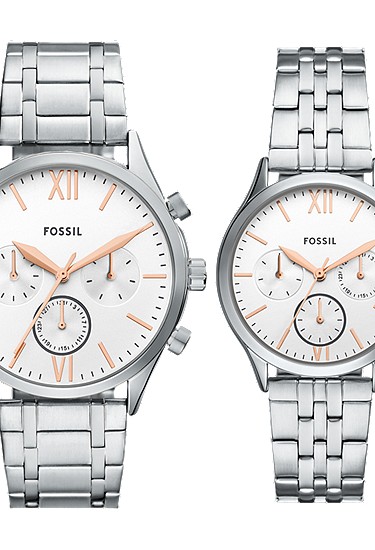 Fenmore 44mm Multifunction Silver-Tone Bracelet Watch Set