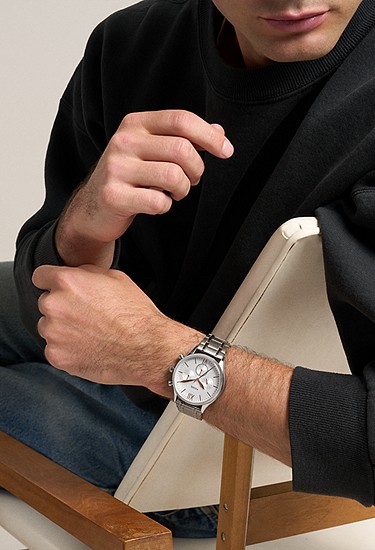 Fenmore 44mm Multifunction Silver-Tone Bracelet Watch Set - Image 2